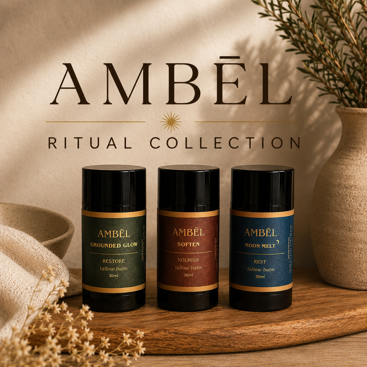 AMBĒL Ritual Collection | Grass-Fed Tallow Balm Set