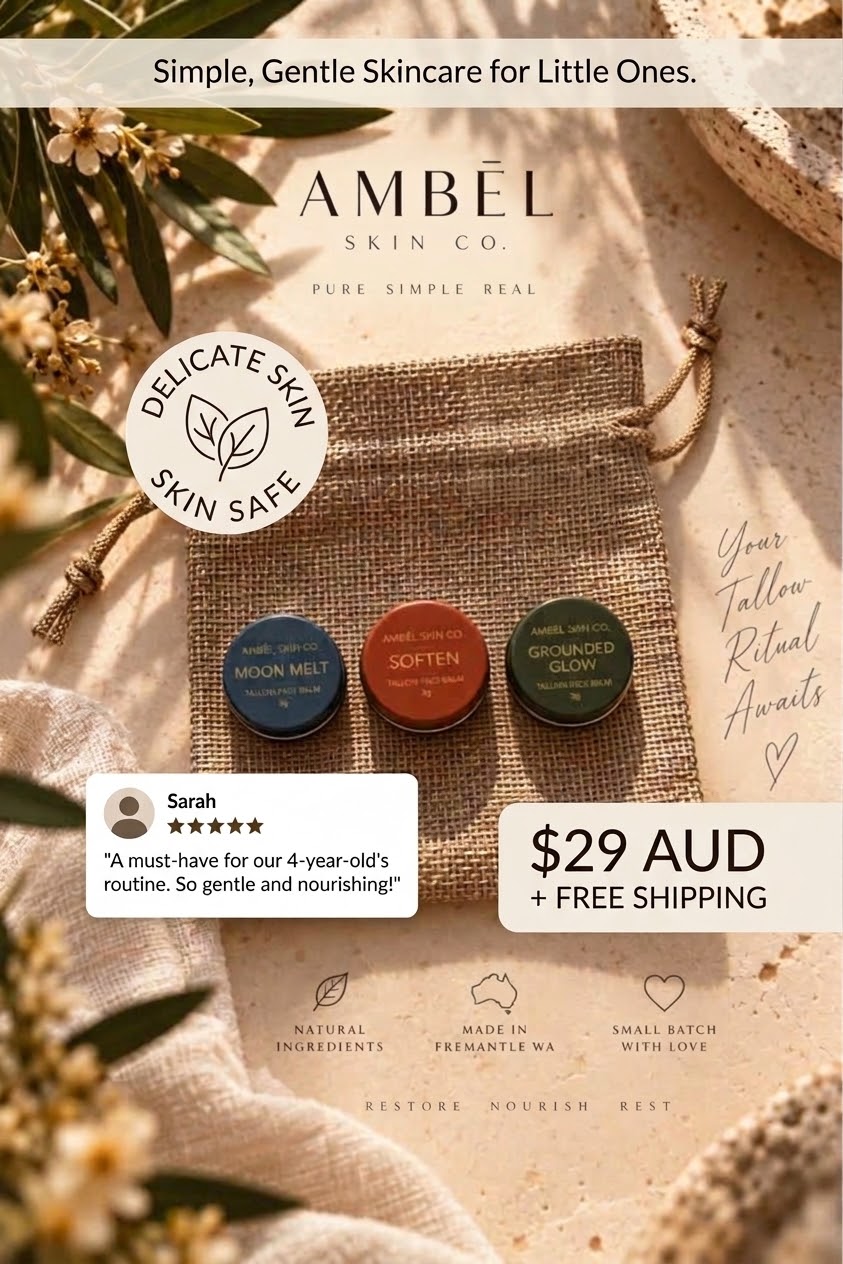 AMBĒL Discovery Ritual Sample Pack with Grounded Glow, Soften and Moon Melt tallow face balm samples